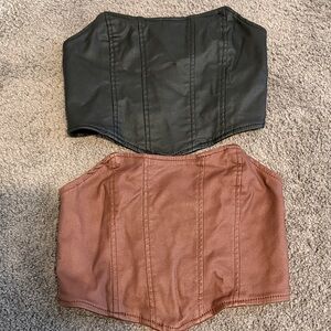 Brown and black faux, leather closets